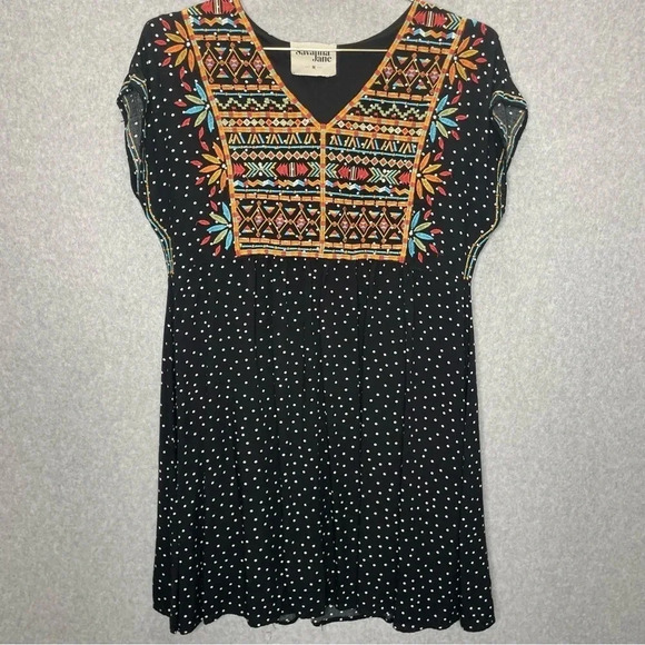 Savannah Jane Emboidered Polka Dot Mini Dress - Picture 1 of 6